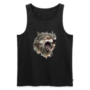 Wolf Wolf Head Scratch Marks Claws Wild Forest Hunter - Débardeur bio Premium Homme - noir - Devant - AI Model Male 178 light (178cm)