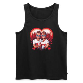 Idée de Saint-Valentin gay LGBT pour les gays - Débardeur bio Premium Homme - noir - Devant - AI Model Male 178 light (178cm)