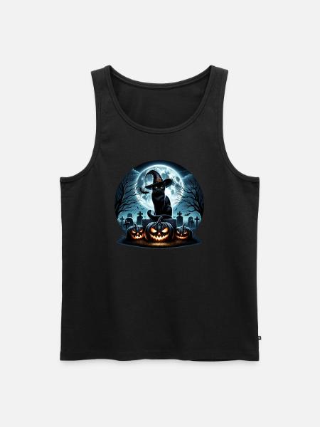 Joyeux Halloween, chat effrayé - Débardeur bio Premium Homme - noir