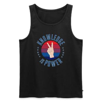 Knowledge is power - Men's Premium Organic Tank Top - black - Front - AI Model Male 178 light (178cm)