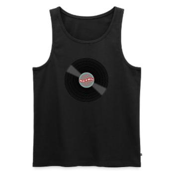 Retro Schallplatte Geschenkidee Musiker DJ Vinyl - Männer Premium Bio Tank Top - Schwarz - Vorne - AI Model Male 178 light (178cm)