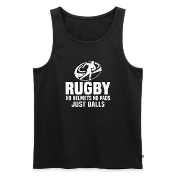 Rugby keine Helme keine Pads nur Bälle - Männer Premium Bio Tank Top - Schwarz - Vorne - AI Model Male 178 light (178cm)