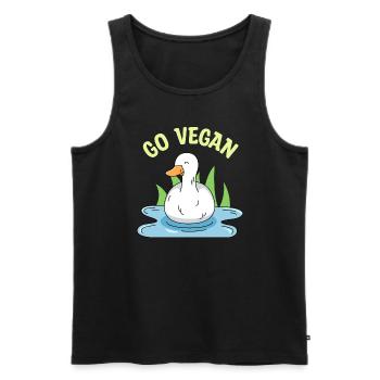 Duck design for proud vegans - Men's Premium Organic Tank Top - black - Front - AI Model Male 178 light (178cm)