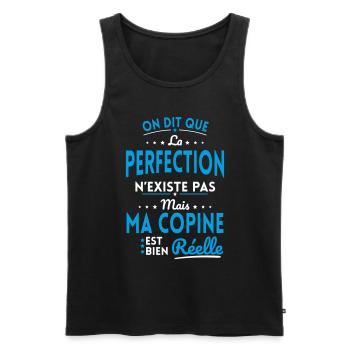 La Perfection n'existe pas Ma Copine est Réelle - Débardeur bio Premium Homme - noir - Devant - Michal (187cm)