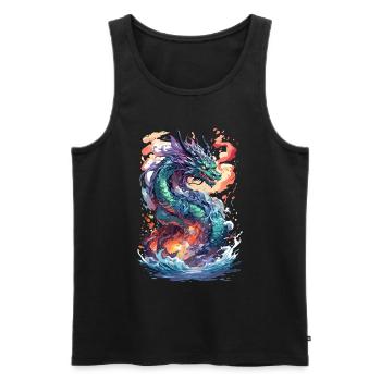 Dragon des profondeurs : Anime Manga Magie - Débardeur bio Premium Homme - noir - Devant - AI Model Male 178 light (178cm)