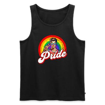 Pride Gay CSD Love LGBTQ Colors of the Rainbow - Men's Premium Organic Tank Top - black - Front - Michal (187cm)
