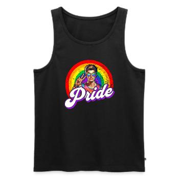 Pride Gay CSD Love LGBTQ Colors of the Rainbow - Men's Premium Organic Tank Top - black - Front - Michal (187cm)