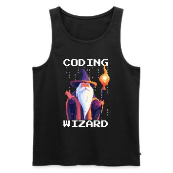 CODING WIZARD Coder Programmer Developer Humor - Men's Premium Organic Tank Top - black - Front - AI Model Male 178 light (178cm)