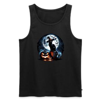 Happy Halloween, Scaredy Cat - Men's Premium Organic Tank Top - black - Front - AI Model Male 178 light (178cm)