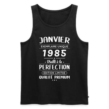 40-jähriges Jubiläum - Januar 1985 Perfektion - Männer Premium Bio Tank Top - Schwarz - Vorne - Michal (187cm)