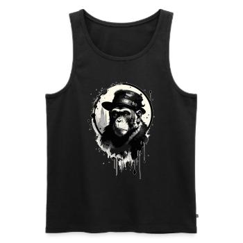 Affe mit Hut - Männer Premium Bio Tank Top - Schwarz - Vorne - AI Model Male 178 light (178cm)