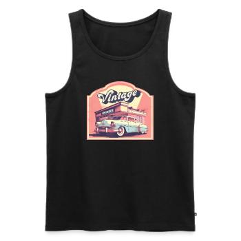 Classic 50s - Men's Premium Organic Tank Top - black - Front - Michal (187cm)