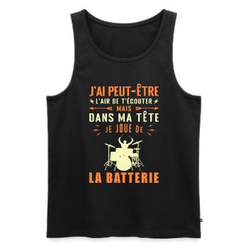 In my head I'm playing drums - Men's Premium Organic Tank Top - black - Front - AI Model Male 178 light (178cm)