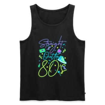 80er Leuchtreklame - Männer Premium Bio Tank Top - Schwarz - Vorne - AI Model Male 178 light (178cm)