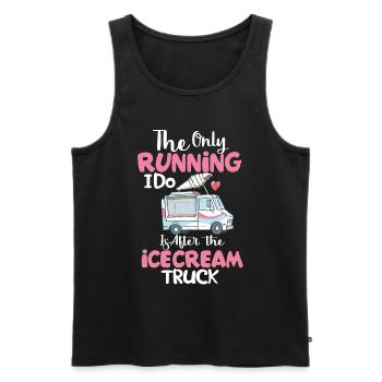running after icecream truck je folg le camion de glace - Débardeur bio Premium Homme - noir - Devant - AI Model Male 178 light (178cm)