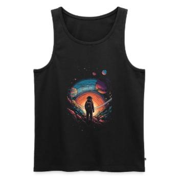 Wandering in the Universe - Surrealist Artwork - Men's Premium Organic Tank Top - black - Front - AI Model Male 178 light (178cm)