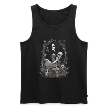 Beautiful, fairytale horror skeleton woman - Men's Premium Organic Tank Top - black - Front - AI Model Male 178 light (178cm)