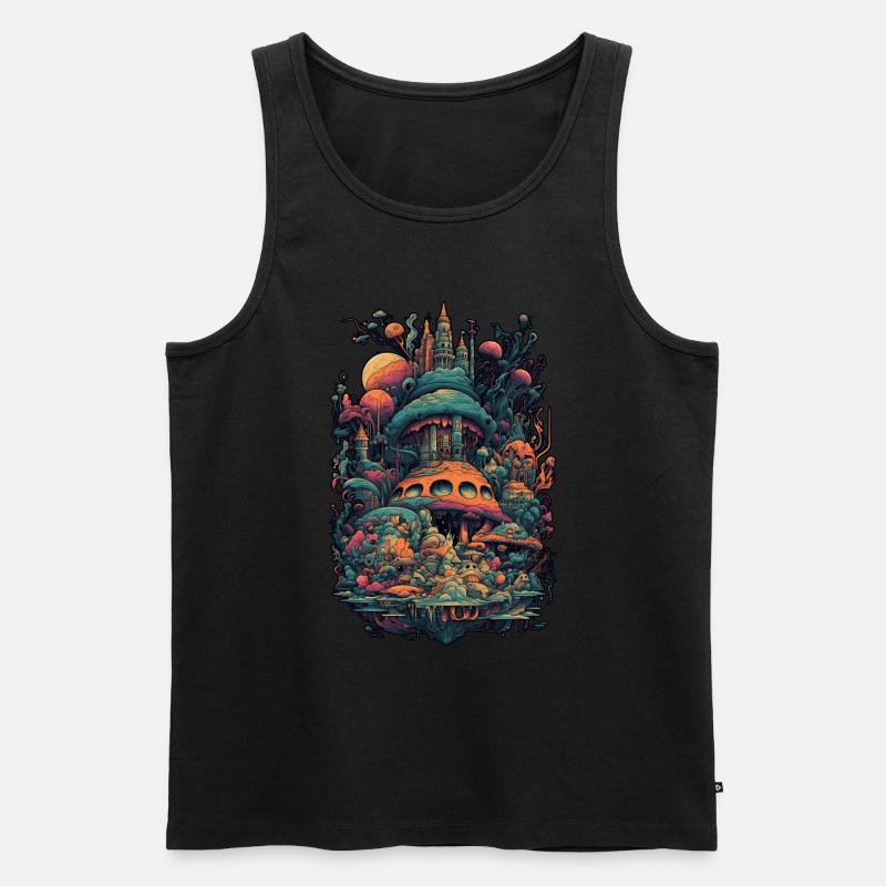 Trippy Explosion - Psychedelisches Motiv - Männer Premium Bio Tank Top - Schwarz