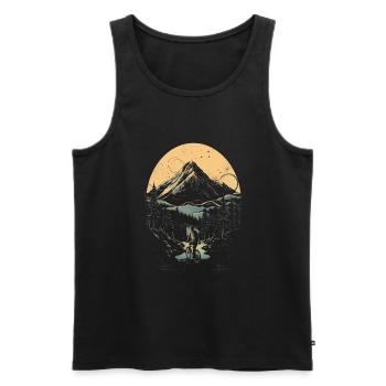 Balades en VTT à travers les montagnes au soleil - Débardeur bio Premium Homme - noir - Devant - Michal (187cm)