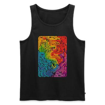 Cool, Surreal Rainbow Retro Tubes Pattern - Men's Premium Organic Tank Top - black - Front - AI Model Male 178 light (178cm)