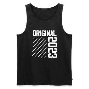 Original 2023 1st Anniversary Retro Gift - Men's Premium Organic Tank Top - black - Front - Michal (187cm)