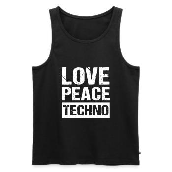 Amour Paix Techno - Débardeur bio Premium Homme - noir - Devant - Michal (187cm)