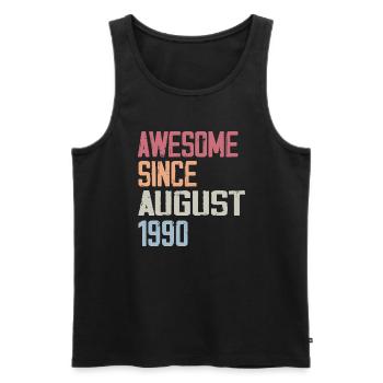 1990 August - Geburtstagsgeschenk August 1990 August - Männer Premium Bio Tank Top - Schwarz - Vorne - Michal (187cm)