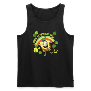 Bob l'Éponge St. Patrick's Day Design - Débardeur bio Premium Homme - noir - Devant - AI Model Male 178 light (178cm)