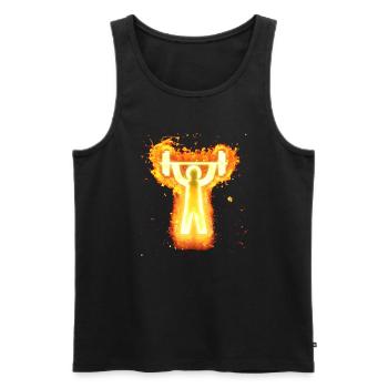 Fitnessstudio Piktogramm brennend - Männer Premium Bio Tank Top - Schwarz - Vorne - Michal (187cm)