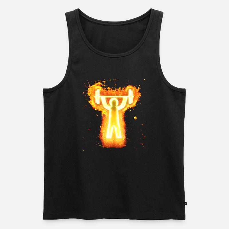 Fitnessstudio Piktogramm brennend - Männer Premium Bio Tank Top - Schwarz