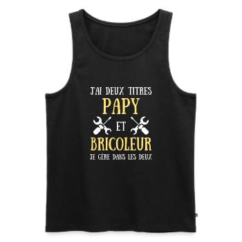 deux titres papy bricoleur humour bricolage homme - Débardeur bio Premium Homme - noir - Devant - AI Model Male 178 light (178cm)