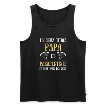 papa parapentiste titres humour parapente homme - Débardeur bio Premium Homme - noir - Devant - Michal (187cm)