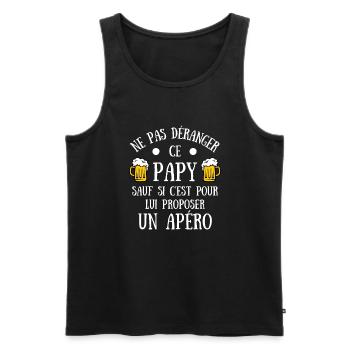 papy apéro humour grand père papi humoristique - Débardeur bio Premium Homme - noir - Devant - Michal (187cm)