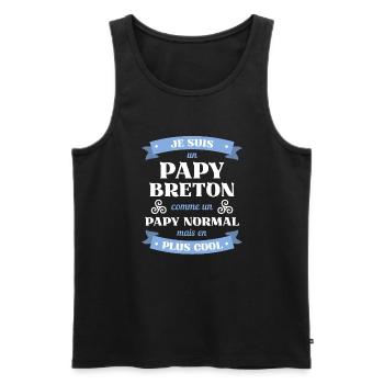 papy breton humour bretagne homme idée cadeau - Débardeur bio Premium Homme - noir - Devant - Michal (187cm)