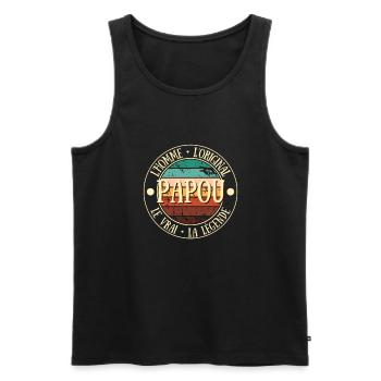 papou légende humour papy homme idée cadeau papi - Débardeur bio Premium Homme - noir - Devant - Michal (187cm)