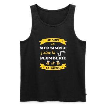 mec simple plomberie biere humour plombier homme - Débardeur bio Premium Homme - noir - Devant - Michal (187cm)