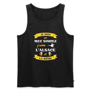 mec simple alsace biere humour alsacien homme - Débardeur bio Premium Homme - noir - Devant - Michal (187cm)