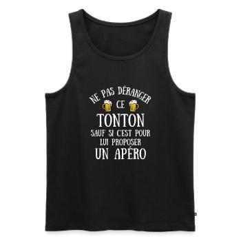tonton apéro humour oncle idée cadeau personnalisé - Débardeur bio Premium Homme - noir - Devant - AI Model Male 178 light (178cm)