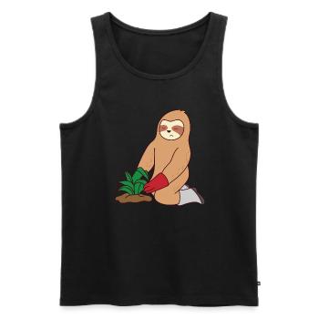 Sloth Gardening Lazy Tired Sleeping Gardener - Men's Premium Organic Tank Top - black - Front - Michal (187cm)