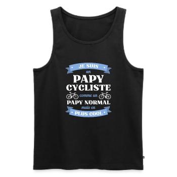papy cycliste homme humour vélo idée cadeau papi - Débardeur bio Premium Homme - noir - Devant - AI Model Male 178 light (178cm)