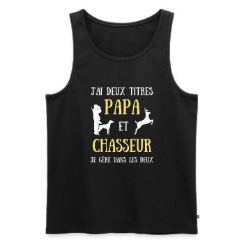 papa chasseur homme humour chasse idée cadeau - Débardeur bio Premium Homme - noir - Devant - Michal (187cm)