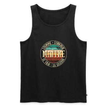 maître d’école homme humour instituteur cadeau - Débardeur bio Premium Homme - noir - Devant - Michal (187cm)