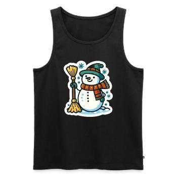 Snowman with Broom A Charming Winter Season Design - Men's Premium Organic Tank Top - black - Front - AI Model Male 178 light (178cm)