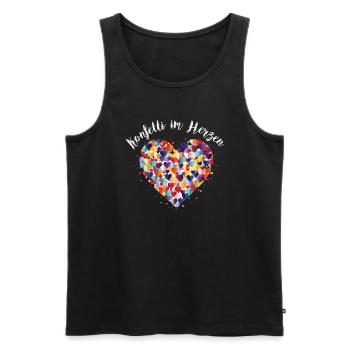 Köln Karneval Alaaf Jeck Party Konfetti Herz - Männer Premium Bio Tank Top - Schwarz - Vorne - Michal (187cm)