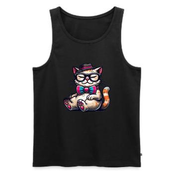 stilvolle Katze - Männer Premium Bio Tank Top - Schwarz - Vorne - AI Model Male 178 light (178cm)