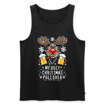 188 Deer Rudolph Beard Cigar My Ugly Christmas - Men's Premium Organic Tank Top - black - Front - Michal (187cm)