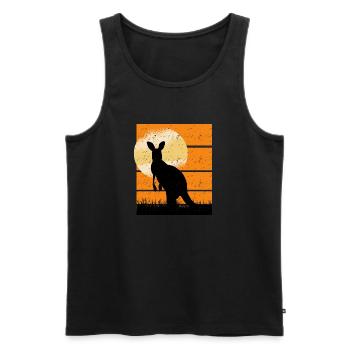 Cangaroo in Sunset retro - Men's Premium Organic Tank Top - black - Front - AI Model Male 178 light (178cm)