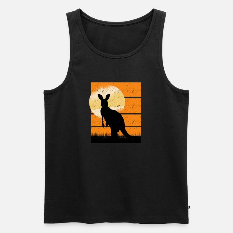 Cangaroo in Sunset retro - Männer Premium Bio Tank Top - Schwarz