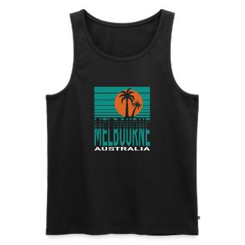 MELBOURNE - Men's Premium Organic Tank Top - black - Front - Michal (187cm)
