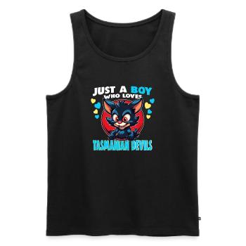 Just a Boy who Loves tasmanian Devils - Men's Premium Organic Tank Top - black - Front - AI Model Male 178 light (178cm)
